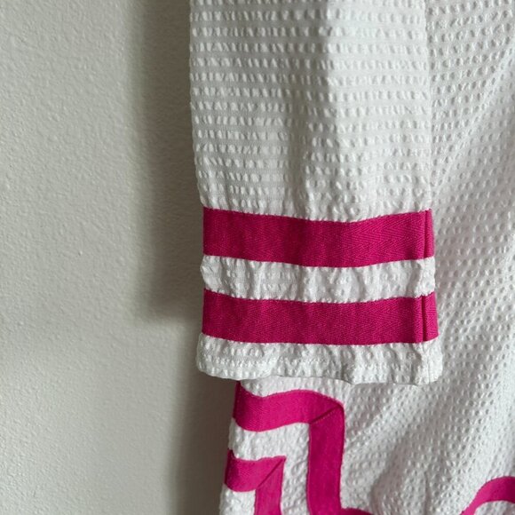 Sail To Sable Dress White Pink Seersucker Tunic V-Neck Coverup Coastal - Picture 4 of 8